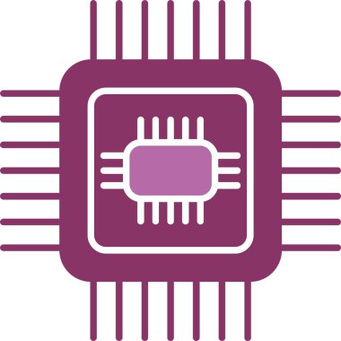 İşlemci Kabartması İki Renk Simgesi