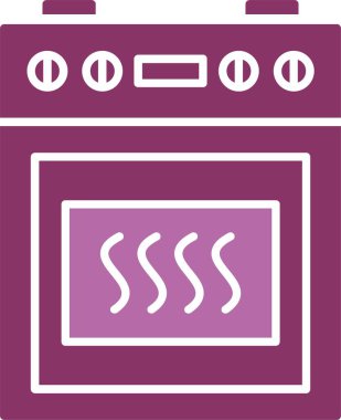 Pişirme Fırını Kabartması İki Renk Simgesi