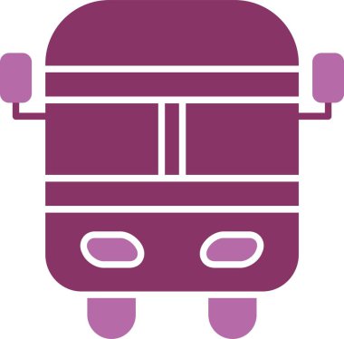 Okul Otobüsü Kabartması İki Renk Simgesi