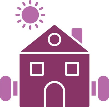 Çiftlik Evi Sembolü İki Renk Simgesi