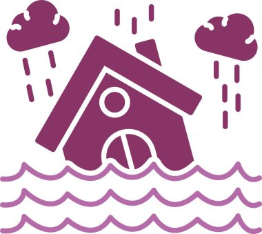 Kabartma İki Renk Simgesini Sel