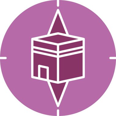 Qibla Pusula Kabartması İki Renk Simgesi