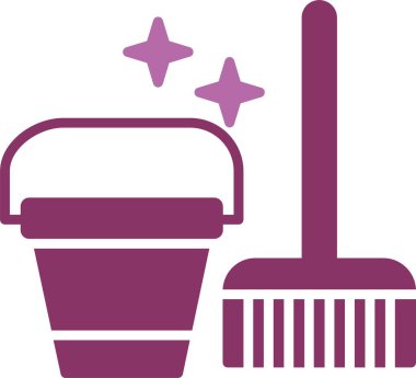 Temizleme Araçları Kabartması İki Renk Simgesi