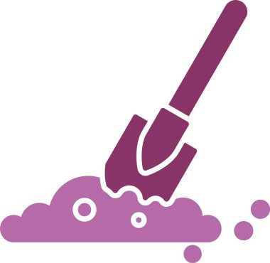 Topraktaki Kürek Kabartması İki Renk Simgesi