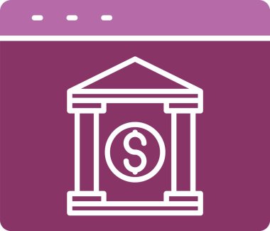 İnternet Bankacılık Kabartması İki Renk Simgesi