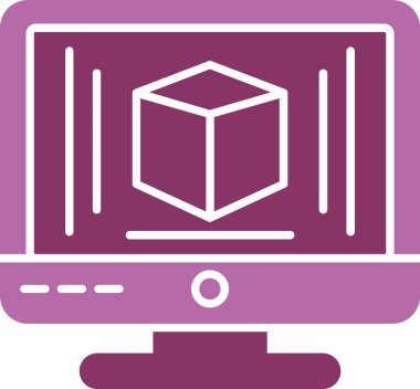 3d Modelleme Kabartması İki Renk Simgesi