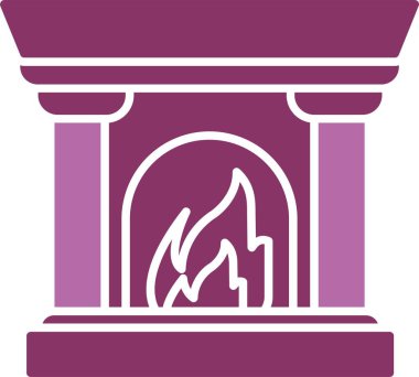 Şömine Kabartması İki Renk Simgesi