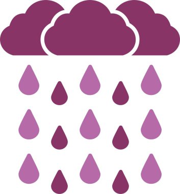 Şiddetli Yağmurlu Kabartma İki Renk Simgesi