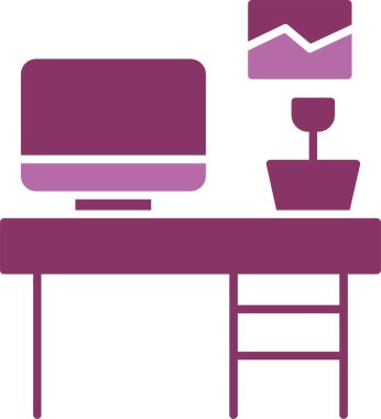 Çalışma Masası Kabartması İki Renk Simgesi