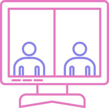 Çevrimiçi Buluşma Satırı İki Renk Simgesi