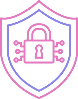 Siber Güvenlik Hattı İki Renk Simgesi