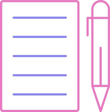 Kalem ve Kağıt Satır İki Renk Simgesi