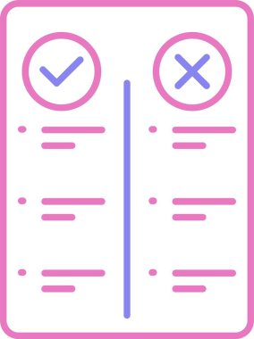 Artıları ve Eksileri Satırı İki Renk Simgesi