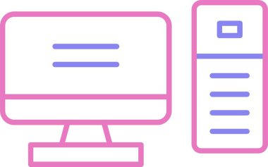 Bilgisayar Masaüstü Satırı İki Renk Simgesi