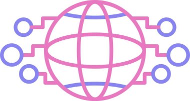 Dünya Geniş Çizgisi İki Renk Simgesi