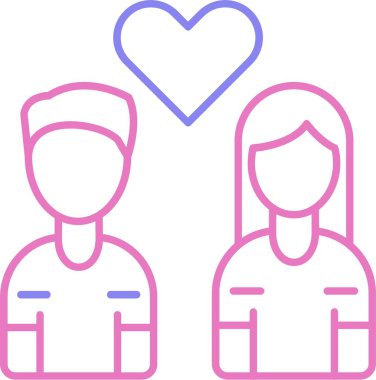 Kalp Çizgisi İki Renk Simgesi