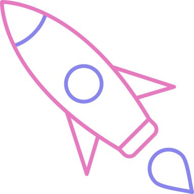 Roket Çizgisi İki Renk Simgesi