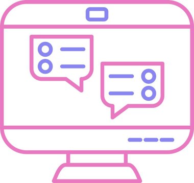 Sohbet Kabarcık Satırı İki Renk Simgesi