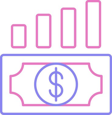 Para Büyüme Satırı İki Renk Simgesi