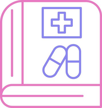 Tıbbi Kitap Satırı İki Renk Simgesi