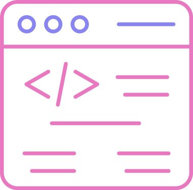 Web Kodlama Satırı İki Renk Simgesi