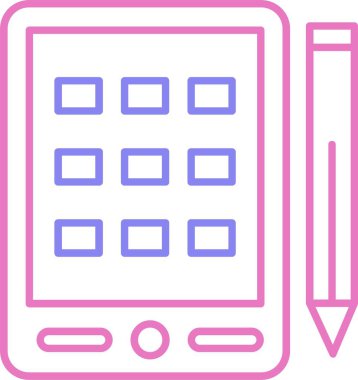 Tablet Satırı İki Renk Simgesi Çiziliyor