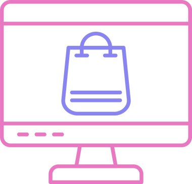 Çevrimiçi Alışveriş Hattı İki Renk Simgesi