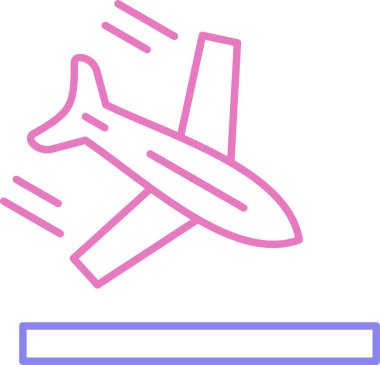 Uçak Çizgisi İki Renk Simgesi