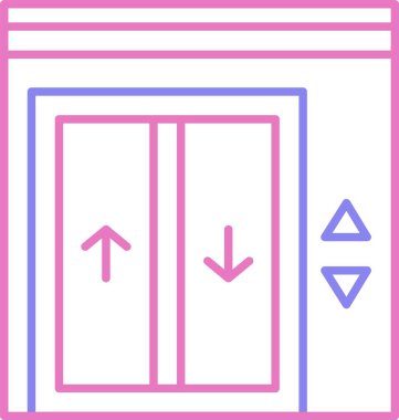 Asansör Çizgisi İki Renk Simgesi