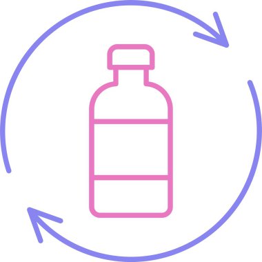 Şişe Geri Dönüşüm Çizgisi İki Renk Simgesi