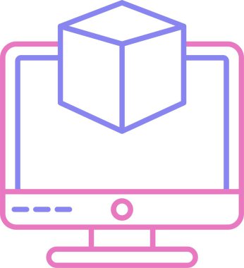 3d Modelleme Satırı İki Renk Simgesi