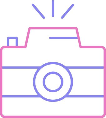 Fotoğraf Makinesi Çizgisi İki Renk Simgesi