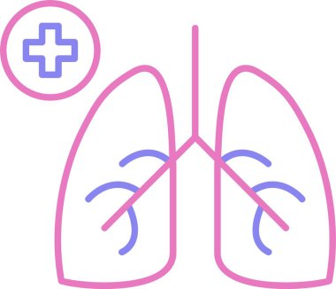 Pulmonoloji Çizgisi İki Renk Simgesi