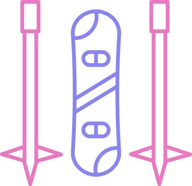 Snowboard Çizgisi İki Renk Simgesi