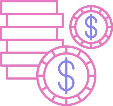 Madeni Para Çizgisi İki Renk Simgesi