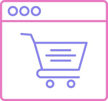 Çevrimiçi Alışveriş Hattı İki Renk Simgesi