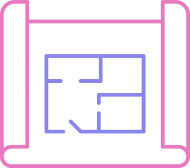 Mavi Yazdırma Satırı İki Renk Simgesi