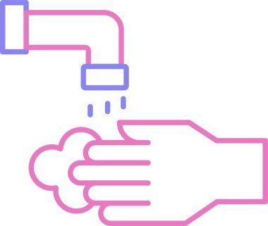 Yıkama Elleri Çizgisi İki Renk Simgesi