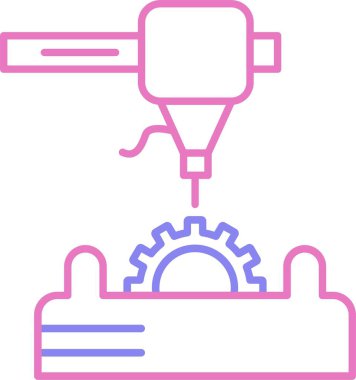 3d Yazıcı Satırı İki Renk Simgesi