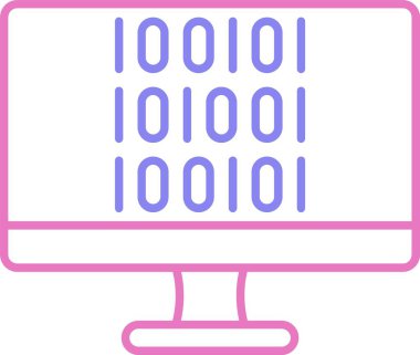 İkili Kod Satırı İki Renk Simgesi