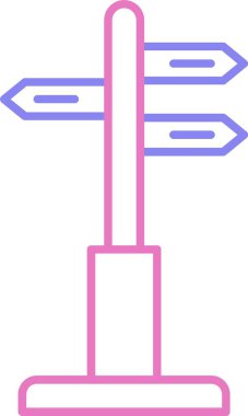 Yönsel İşaret Çizgisi İki Renk Simgesi