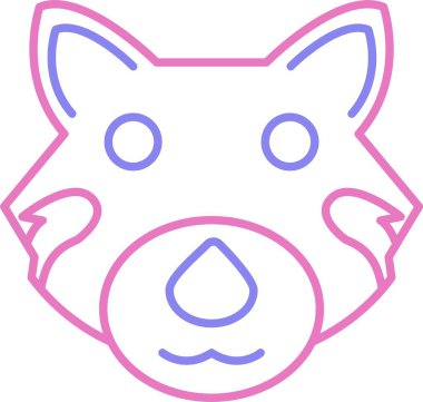 Kırmızı Panda Çizgisi İki Renk Simgesi