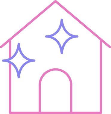 Ev Temizleme Satırı İki Renk Simgesi