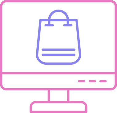 Çevrimiçi Alışveriş Hattı İki Renk Simgesi