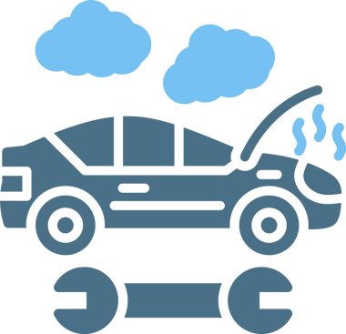 Kırık Araba Kabartması İki Renk Simgesi