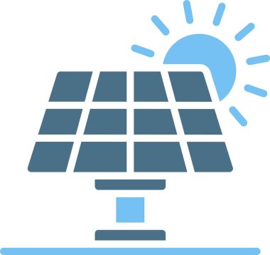 Güneş Paneli Kabartması İki Renk Simgesi