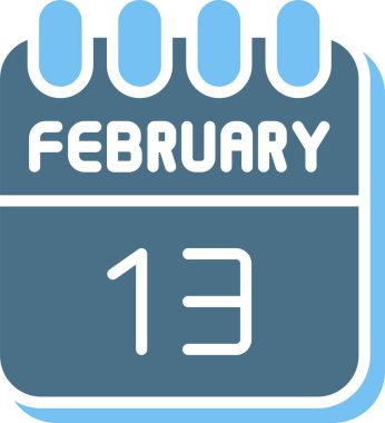 13 Şubat Glyph İki Renk Simgesi