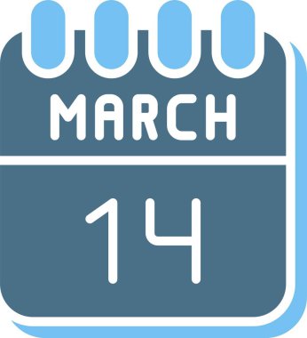 14 Mart Glyph İki Renk Simgesi