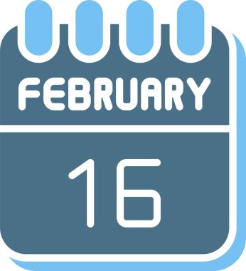 16 Şubat Glyph İki Renk Simgesi