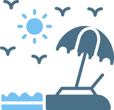 Plaj Sembolü İki Renk Simgesi